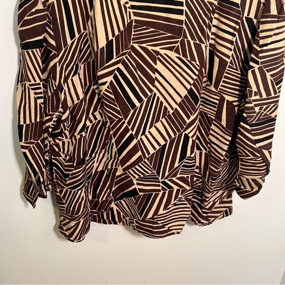 Vintage East 5th Linen Button Down Shirt Beige Geometric XL - Picture 8 of 11